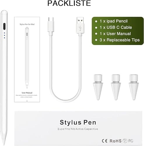 HATOKU Stylus Pen for iPad 2018-2025, 15 Mins Fast Charging Magnetic Pencil (1st Generation) with Tilt Sensitivity & Palm Rejection for iPad 6-8/9/10/11, Air 3/4/5/M2/M3, Mini 5/6/7, Pro 11/12.9/M4/M5 thumbnail 7