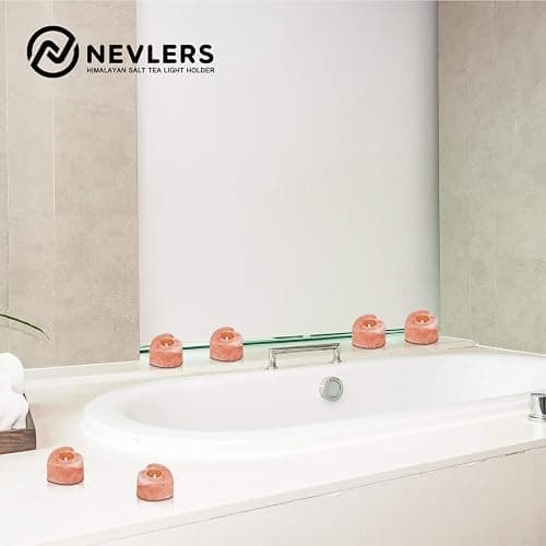 Nevlers 6 Pack Pure Himalayan Salt Candle Holders | Heart Shaped Himalayan Salt Tea Candle Holder | Hand Crafted Himalayan Tealight Holders | Salt Candle Holder for Decor | Salt Lamp Tealight Holders thumbnail 2