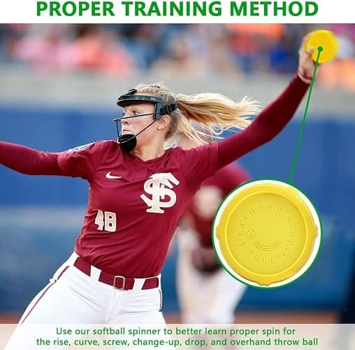 Mogseek Softball Spinner Fastpitch, 12Inches Softball Training Equipment for Pitcher Overhand Thrower Training Aid Equipment for Sports Practice Softballs & Top Collegiate Program thumbnail 6