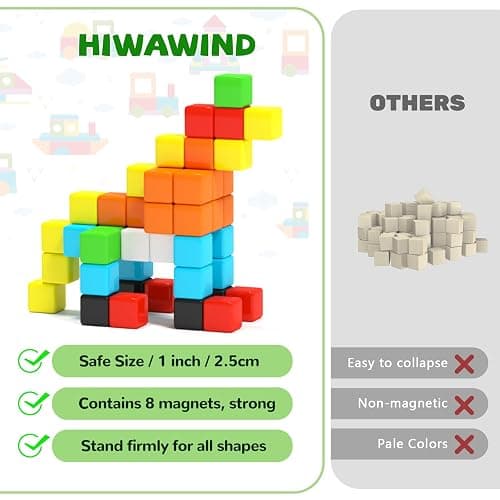Hiwawind Magnetic Blocks for Toddlers -Ideal Gifts for 3 4 5 6 Year Old,Classroom Must Haves STEM Learning Toys for 3-5 Year Old Boys & Girls, Safe & Strong Building Blocks with ASMR Sounds thumbnail 4