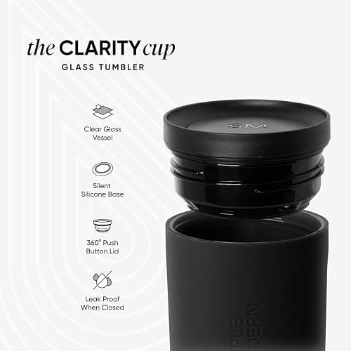 Simple Modern Clarity Cup | Glass Coffee Tumbler with 360° Lid and Silicone Sleeve | Iced Cold Brew and Tea Travel Mug | 12oz, Lavender Mist thumbnail 4