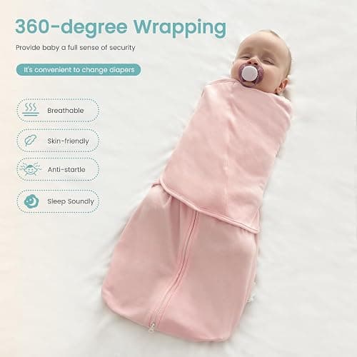 LILBESTIE Baby Swaddle Sleep Sack, 1.0 Tog New-Parent-Friendly Swaddle for Newborns & infant 0-3 Months Baby Wearable Blanket Reduce Startle Reflex, Newborn Boys Girls Registry Essentials thumbnail 5