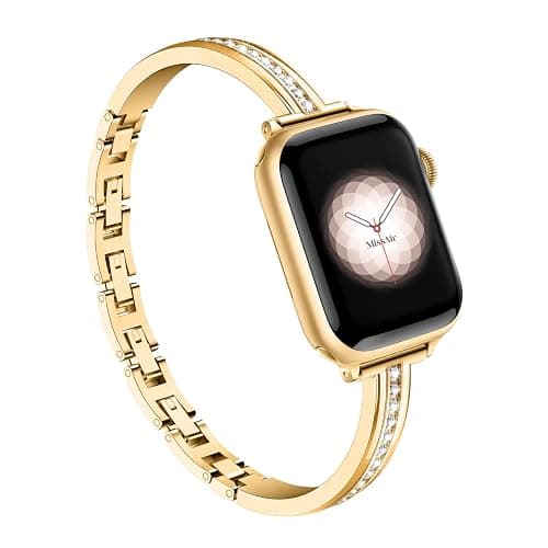 Missair Bands Compatible with Apple Watch Band 38mm 40mm 41mm 42mm 44mm 45mm 46mm 49mm for Women, Slim Metal Dressy Jewelry Bracelet with Bling Diamond for iWatch Series 11 10 9 8 7 6 5 4 3 SE Ultra - Image 1