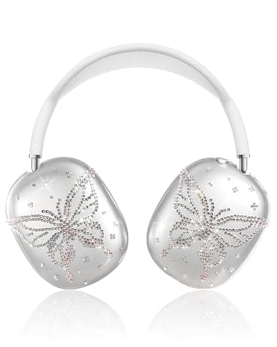 Joyleop for Airpods Max Headphone Case - Durable Soft TPU Protective Cover (Anti-Scratch,Anti-Fingerprint) for AirPods Max Cover,Clear Bling Headphones Case with Rhinestones for Women,Butterfly - Image 1