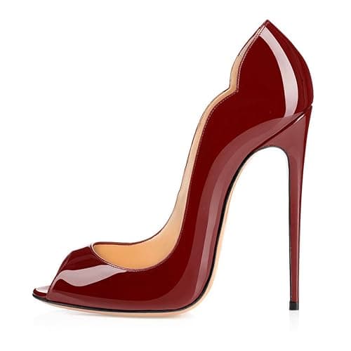 Soireelady Escarpins Femme,Comfort Bout Ouvert Femme Chaussures,Talon Haut Aiguille 12CM - Image 1