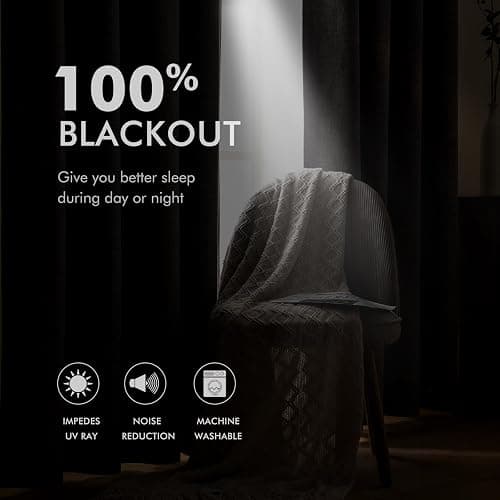MIULEE 100% Blackout Linen Textured Curtains for Bedroom Solid Thermal Insulated Natural Beige Grommet Room Darkening Curtains & Drapes Luxury Decor for Living Room 52 x 84 Inch (2 Panels) thumbnail 4