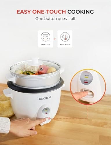 CUCKOO One Touch Rice Cooker 12-Cup Cooked, Small Rice Cooker & Warmer with Steamer Tray, Versatile Grain Cooker, Soup Maker, Auto Keep Warm, 6-Cup Uncooked, White (CR-0601C) thumbnail 6
