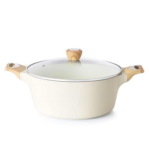 SENSARTE Ceramic Nonstick Pot, Stock Pot with Lid, Pasta Pot, 6.6 QT, White | Soup Pot Spaghetti Pot Casserole Pot, Non-toxic Healthy Pot, Cooking Pot Stew Pot, Induction Compatible, PFOA PFAS PTFE Free - Image 1