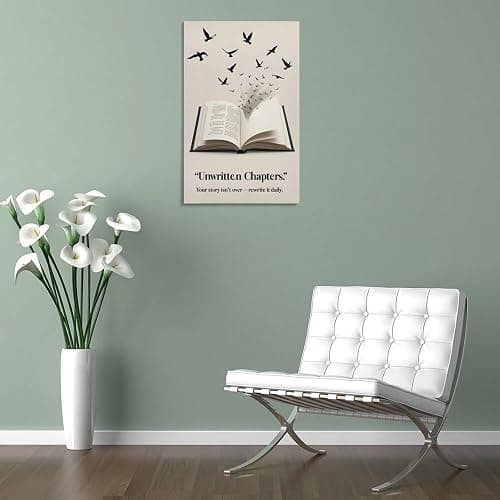 Eunoiax Inspirational Book Wall Art Motivational Quote Poster with Flying Birds And Open Pages Literary Life Quote Decor for Office Library Classroom Or Home Gift 12x18inch(30x45cm) Unframe - 03. Inspirational Book Wall Art - Unframed - 12L" x 18W" thumbnail 5