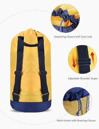 Dalykate Backpack Laundry Bag, Laundry Backpack with Shoulder Straps and Mesh Pocket Durable Nylon Clothes Hamper Bag with Drawstring Closure for College, Travel, Laundromat, Apartment thumbnail 4
