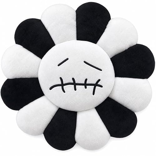 SNEPOO Smile Face Plush Rainbow Pillow, Sunflower Indie Decor Plush Pillow Soft & Comfortable Flower Floor Pillow for Home Reading Bed Room Decoration (White, 40CM) - Image 1