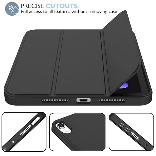 iMieet iPad mini 7 Case 2024 (A17 Pro), iPad mini 6 Case (8.3-Inch,2021 Model), iPad mini 7th/6th Generation Case with Pencil Holder, Trifold Stand Smart Case with Soft TPU Back,Black thumbnail 6