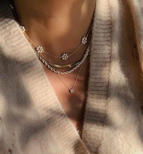 SmileBelle Pearl Necklaces for Women, Daisy Pearl Choker as Y Shaped Pearl Jewelry Gold Heart Necklace for Anniversary Birthday Gifts White Baroque Necklace as Wedding Jewelry thumbnail 7