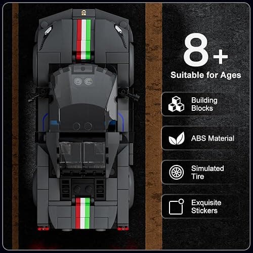 Mould King 27068 Technik Speed Champion Auto Bausteine F488 Sportwagen Klemmbausteine Rennwagen Bauspielzeug mit Acryl Vitrine Modellautos zum Sammeln (358 Teile) thumbnail 5