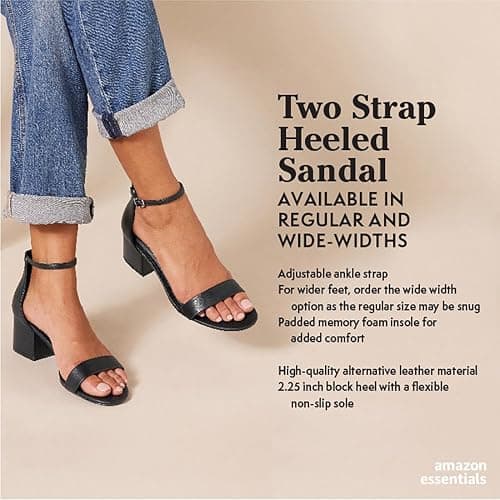 Amazon Essentials Women's Two Strap Heeled Sandal thumbnail 5