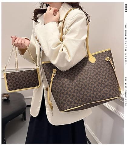 Women Tote Bag Handbags PU Leather Fashion Hobo Shoulder Bags 2pcs with Coin Purses thumbnail 2