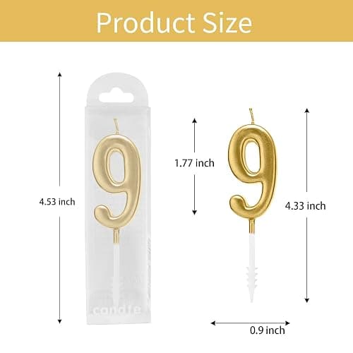 Beanlieve 10-Pieces Numeral Birthday Candles - Cake Numeric Candles Number 0 1 2 3 4 5 6 7 8 9,Used for Cake Decoration on Birthday Parties and Wedding Anniversary Celebrations(Champagne Gold) thumbnail 3