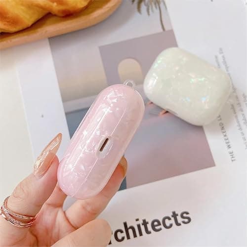 Olytop for Cute Glitter Airpods 3rd Generation Case with Cleaner Pen, Shell Pattern Apple Airpods iPod 3rd Gen Case Cover Protective Skin Girl Women with Luxury Pearl Keychain - Pink thumbnail 7