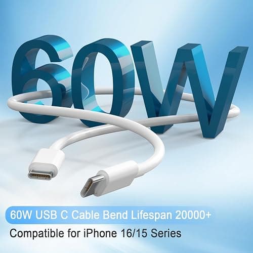 iPhone 17 16 15 Charger, USB C Charger, 4-Pack Fast Wall Charging, USB-C Chargers Block (4-Pack 6 ft Cable Included) for iPhone 17/16/15/15 Pro/15 Pro Max/iPad Pro/AirPods Samsung & More thumbnail 3