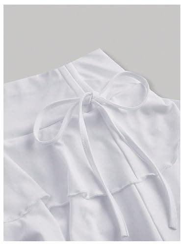 PRSFPN Women's Y2k Mini Ruffle Skirts with Shorts Tiered Layers Cute Elastic Waist Coquette Skort Drawstring Side Bow Tie thumbnail 8