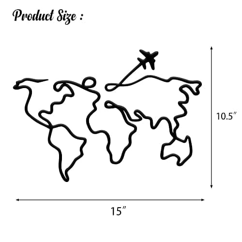Xedatric World Map Wall Decor – Minimalist Metal Art for Travel Lovers – Perfect Travel Wall Art and Home Décor Accent thumbnail 2