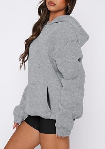 onlypuff Women Hoodies Casual Pullover Long Sleeve Sweatshirt Kangaroo Pocket Drop Shoulder Sweater thumbnail 3