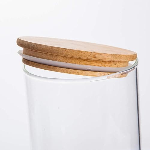 Flrolove Glass Food Storage Containers Set,Airtight Food Jars with Bamboo Wooden Lids - Set of 5 Kitchen Canisters For Sugar,Candy, Cookie, Rice and Spice Jars thumbnail 5