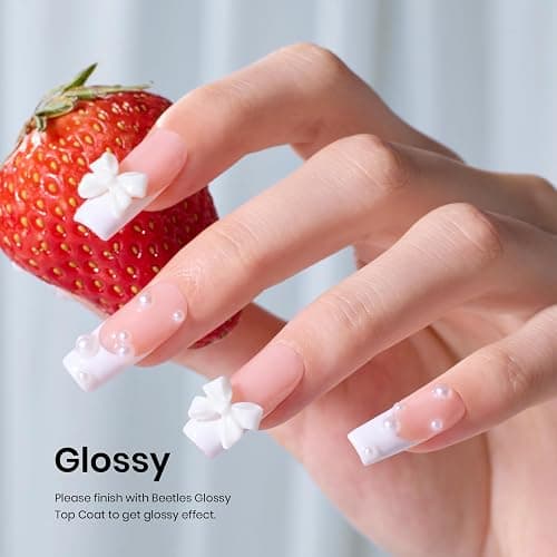 Beetles 3Pcs 15 ml White Gel Nail Polish with Gel Base and Top Coat Set | Soak-Off UV Lamp, Glossy Long-Lasting French Manicure Art Design Kit thumbnail 5