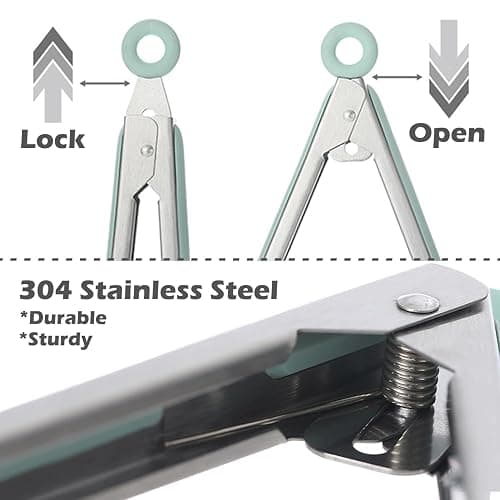 Kitchen Tongs for Cooking, 9 Inch Small Silicone Tongs, Food Grade Mini Serving Tongs with Silicone Tips, Set of 3, Green thumbnail 5