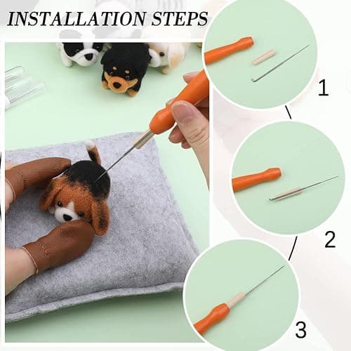 Mayboos Needle Felting Kit, 12 Pieces Doll Making Wool Needle Felting Starter Kit with Instruction, Felting Foam Mat and DIY Needle Felting Supply for DIY Craft Animal Home Decoration thumbnail 6