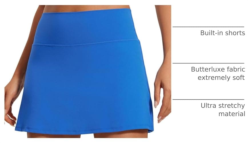 CRZ YOGA Butterluxe High Waisted Tennis Skirts | Built-in Shorts with Pockets, Extremely Soft, Casual, A Line, Stretchy, Mini, Skort for Women thumbnail 4