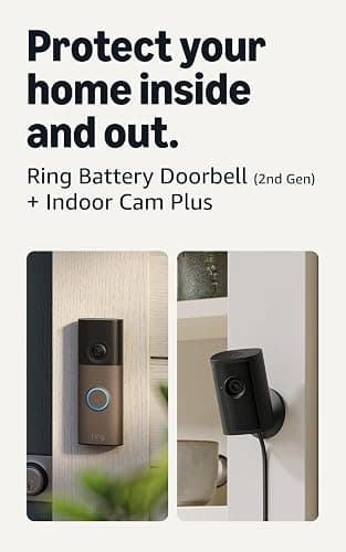 Ring Battery Doorbell (newest model), Matte Mocha with Indoor Cam Plus, Black thumbnail 2