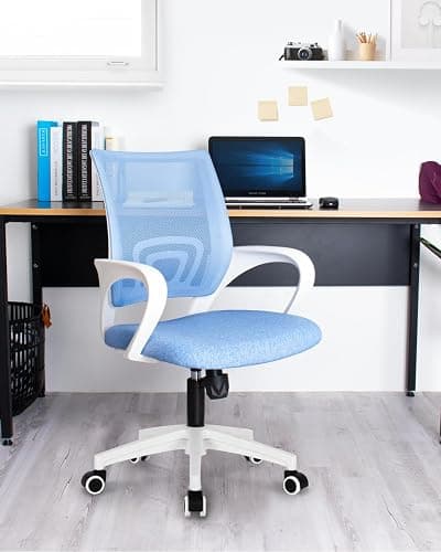 NEO CHAIR Office Desk Computer Chair Ergonomic Mesh Gaming Mid Back Seat with Comfy Lumbar Support Adjustable Height Swivel for Home Task (Sky Blue) thumbnail 7