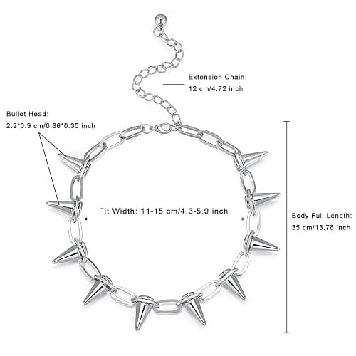 Spike Necklace Spike Choker Rivet Goth Necklaces Chokers with Spikes and Chain Streetwear Vintage Punk Necklace for Women Men thumbnail 5