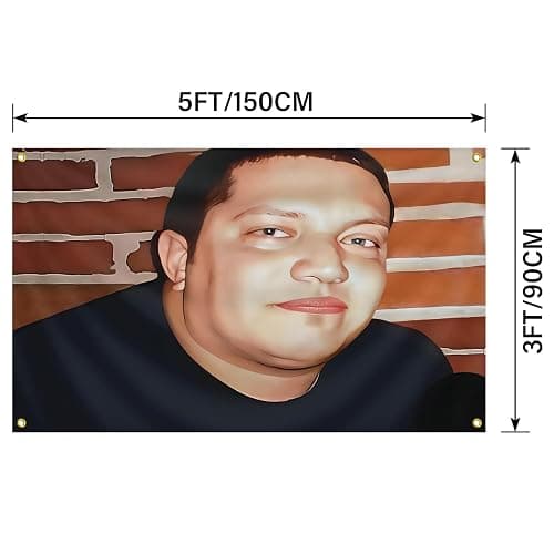 Embarrassing Fat Face Photo Meme Funny Flags for Room 3x5 Feet,College Dorm Room Decor Man Cave Frat Wall Indoor Outdoor Flag. thumbnail 3