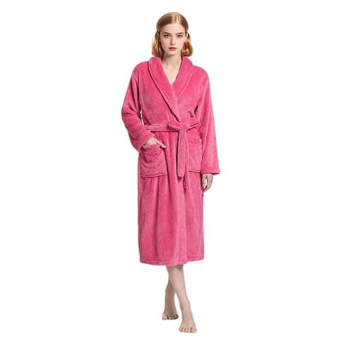 Eonkasp Plush Soft Robes for Women, Premium Fleece Womens Robe Cozy Warm Bathrobe - Rose Red - Small-Medium - Image 1