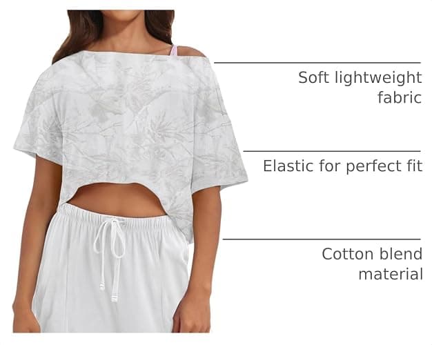 MISSACTIVER Oversized Off The Shoulder Top for Women Short Sleeve Boat Neck Crop Tee Loose Summer Workout Shirt thumbnail 4
