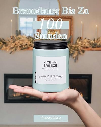 M&SENSE Duftkerzen Meeresbrise,550g 110 Stunden Brenndauer DuftKerze im Glas 2 Docht mit Deckel, Ananas & Mango natürliche Sojakerzen für Zuhause, Aromatherapie Geschenkkerze für Frauen/Männer thumbnail 4
