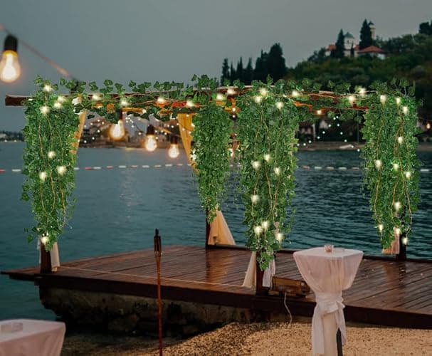 RECUTMS 24 Pack 172Ft Fake Ivy Vines with String Lights for Room Decor | Artificial Vines with 200 LEDs String Light Hanging Leaf Greenery Garland Plants for Wall Room Garden Office Wedding Decor thumbnail 2