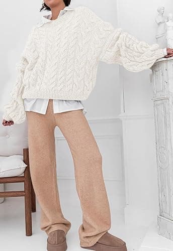 PRETTYGARDEN Womens Sweaters Fall 2025 Cable Knit Long Sleeve Crewneck Oversized Sweater Chunky Pullover Loose Outfits thumbnail 6