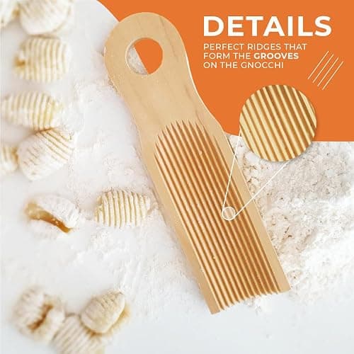 KneadEat Unique Curved Gnocchi Board Paddle, Unique Curved Design for Handmaking Italian Gnocchi Pasta. Perfect Ridges that Form the Grooves on the Gnocchi. Easy to Use and Clean. Italian taste party. thumbnail 6