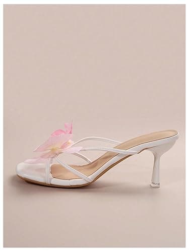 MakeMeChic Women's Open Toe Floral Kitten Heels Flower Summer Beach Sandals thumbnail 6