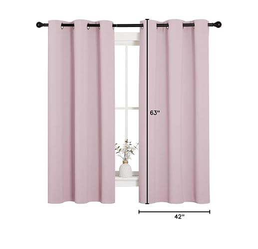 NICETOWN Nursery Essential Thermal Insulated Solid Grommet Top Blackout Curtains/Drapes (1 Pair, 42 x 63 inches in Baby Pink) thumbnail 2