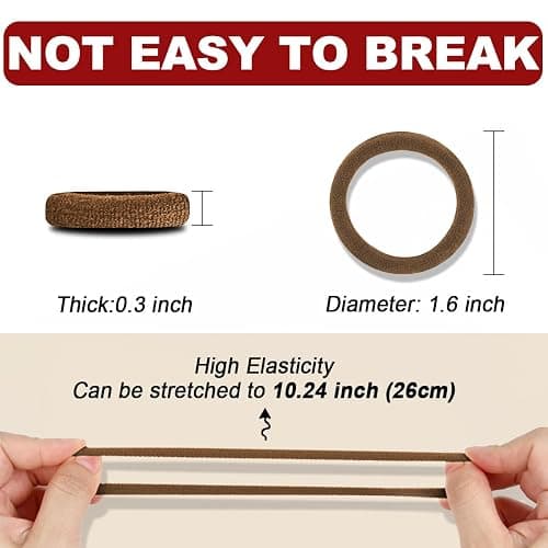 IKOCO 150PCS Hair Ties No Damage for Women, Ouchless Cotton Hair Ties for Thick Hair, Brown thumbnail 5