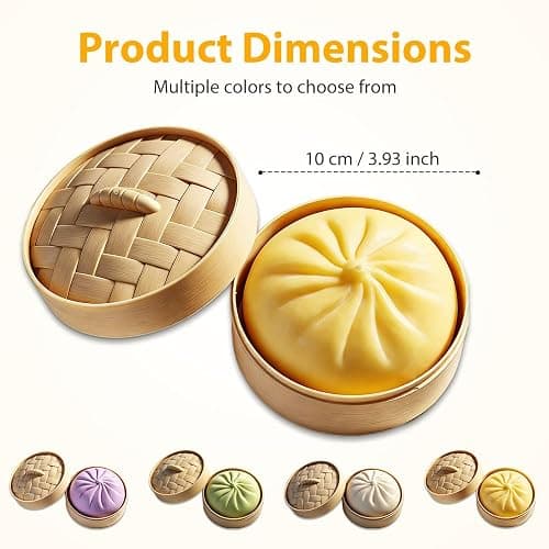 Dumpling Squishies, 2026 New Handmade Pressure Relief Balls, Dumplings Stress Fidget Sensory Balls with Food Steamer, Stress Relief Fidget Relaxation Gift (White) thumbnail 2