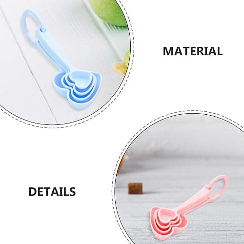 BRIGHTFUFU Heart Shaped Measuring Spoons Set of 12 Pcs Plastic Dessert Coffee Tea Kitchen Tableware for Home and Restaurant Baking thumbnail 8