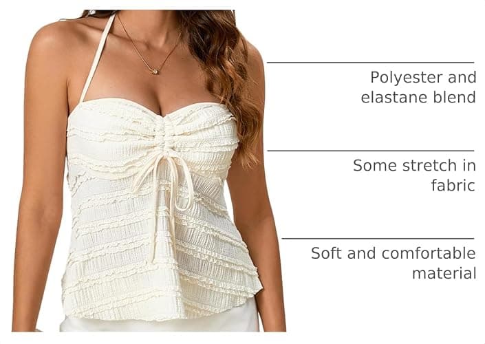 SOLY HUX Women's Peplum Halter Tops Babydoll Y2k Cute Summer Cami Top | Drawstring, Tie, Spaghetti Strap, Casual, Going Out Crop Tops, Country Concert Outfits thumbnail 4
