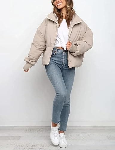 Gihuo Women’s Winter Cropped Puffer Jacket Coat Short Warm Quilted Jacket 2025 thumbnail 4
