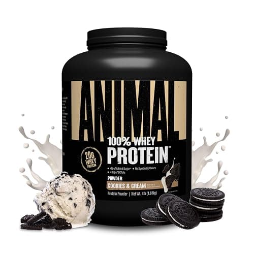 Animal 100% Whey Protein Powder – Whey Blend for Pre Workout or Post Workout, Recovery, Anytime Low Sugar Protein Boost Meal Replacement with BCAA Branched Chain Amino Acids – Cookies & Cream, 4 lb - Image 1