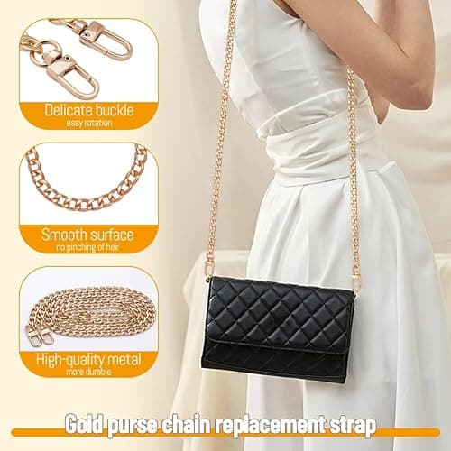 4 Different Sizes Purse Chain, Purse Strap Replacement Crossbody for Handbags, Shoulder, Crossbody Bag, Gold Purse Chains for Handbags, Bag Strap (15.75 in, 23.62 in, 31.5 in, 47.24 in) thumbnail 5